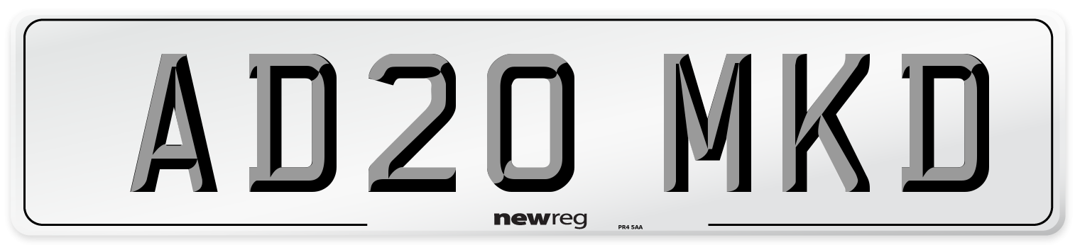 AD20 MKD Number Plate from New Reg